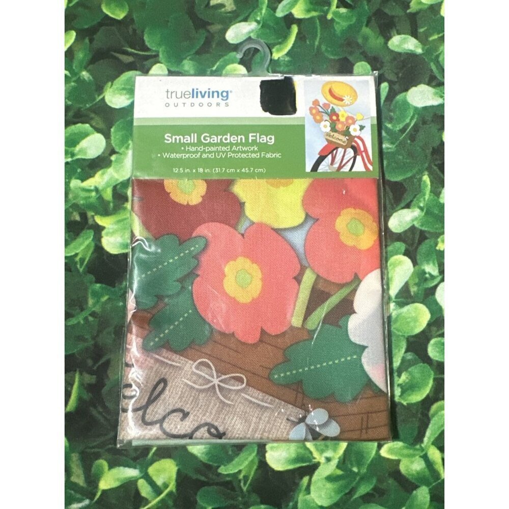 TrueLiving Outdoors Small Garden Springtime Bike Welcome Flag 12.5“ x 18“ NEW